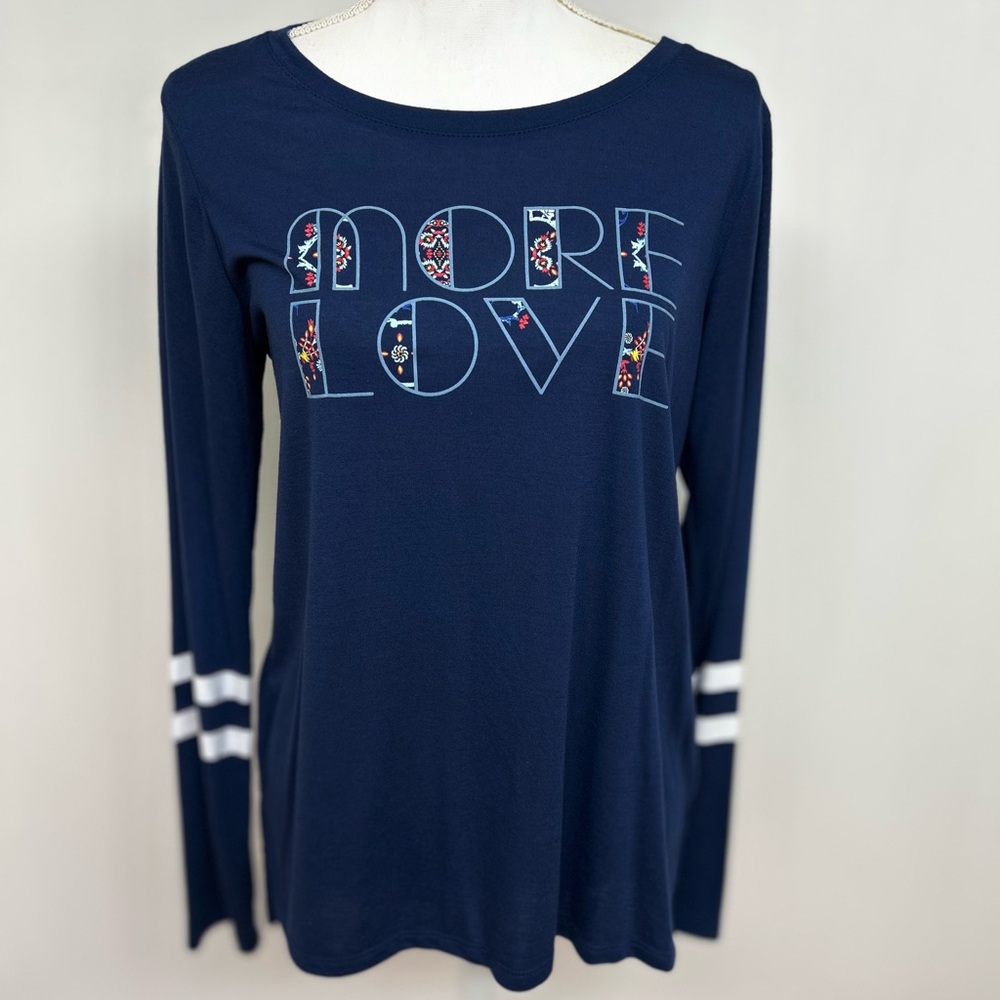5 for $25 NEW Zelos Navy Blue Graphic Long Sleeve Top size M